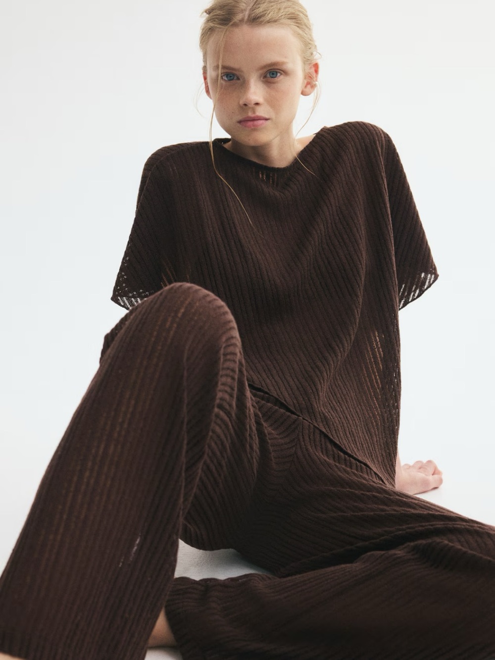 Relaxed Ribbed 2 piece set - Brown